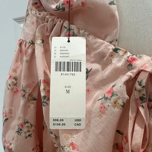 NWT Anthropology Coquette Girl Cropped Bubble Puff Sleeve Cinch Blouse Size M - Picture 9 of 11